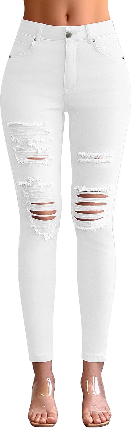 Roswear Women's Essentials Ripped Skinny Jeans for Stylish Comfort