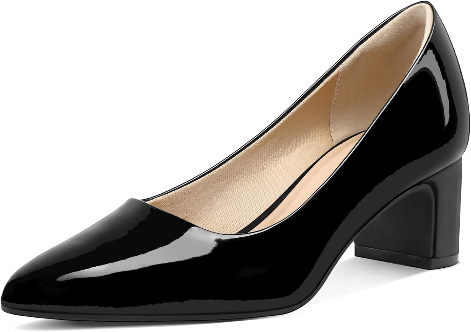 mysoft Women's Pointed Toe Pumps with 2 Inch Chunky Block Heels