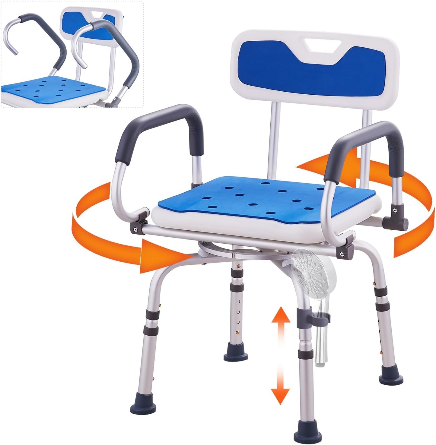 VEVOR 360 Swivel Shower Chair - Non-Slip & Adjustable