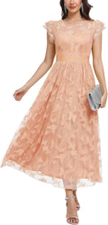 Women's Tulle Midi Dress with Smocked Bodice - Navy Lace