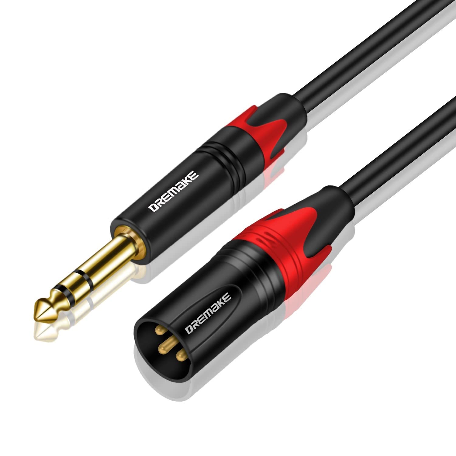 DREMAKE 6.35mm 1/4 TRS to XLR Cable 100FT for Pro Audio Use