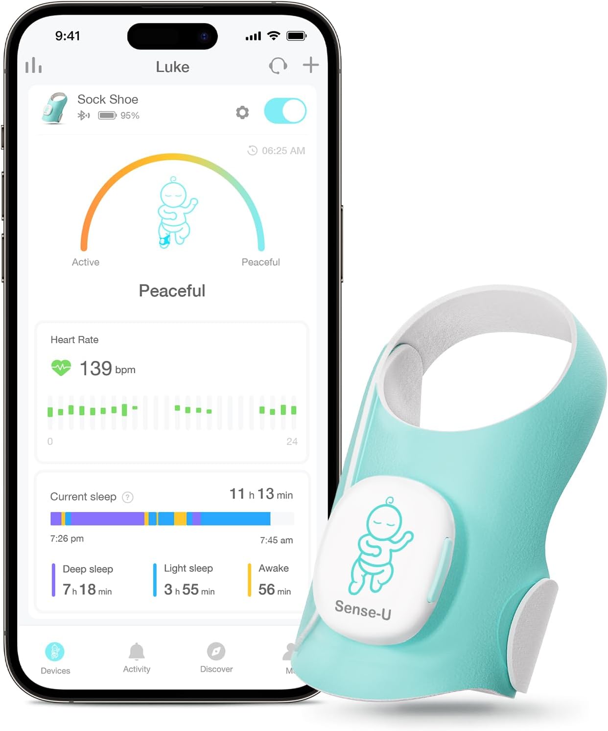 Sense-U Smart Sock Shoe Baby Monitor for Heart Rate Tracking