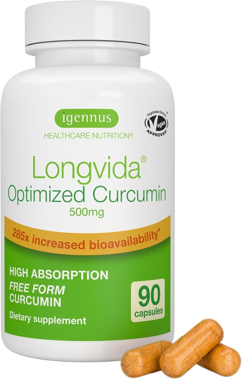 Igennus Longvida Lipidated Curcumin 500mg for Intensive Health Support