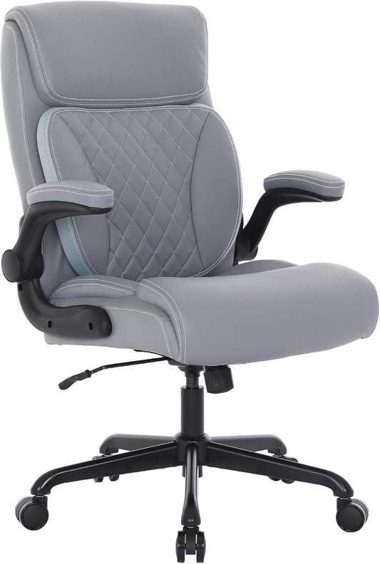 Ergonomic PU Leather Executive Office Chair with Lumbar Support
