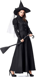 GRAJTCIN Women's Wicked Witch Costume - Deluxe 4-Piece Witch Dress