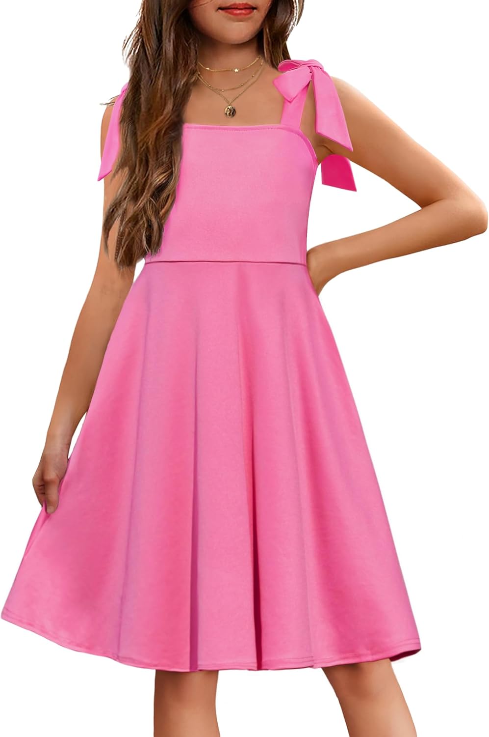Arshiner Girls Summer Dress with Tie Straps for Parties