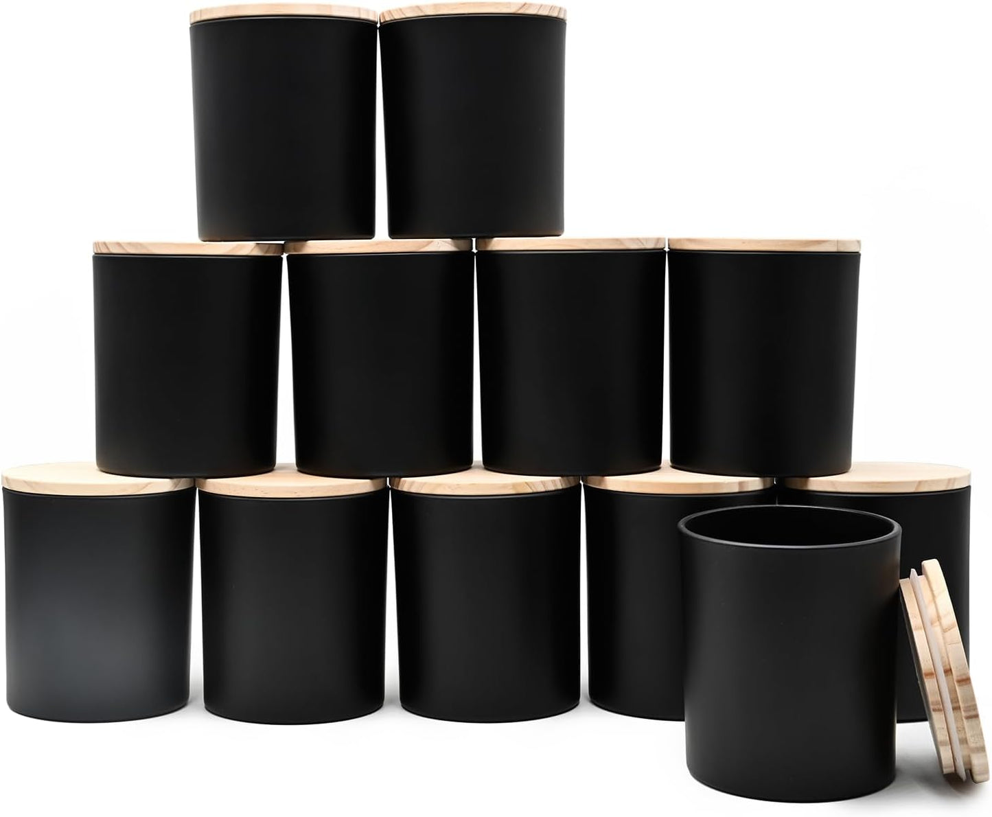 14 OZ Thick Candle Jars for Making Candles with Wood Lids
