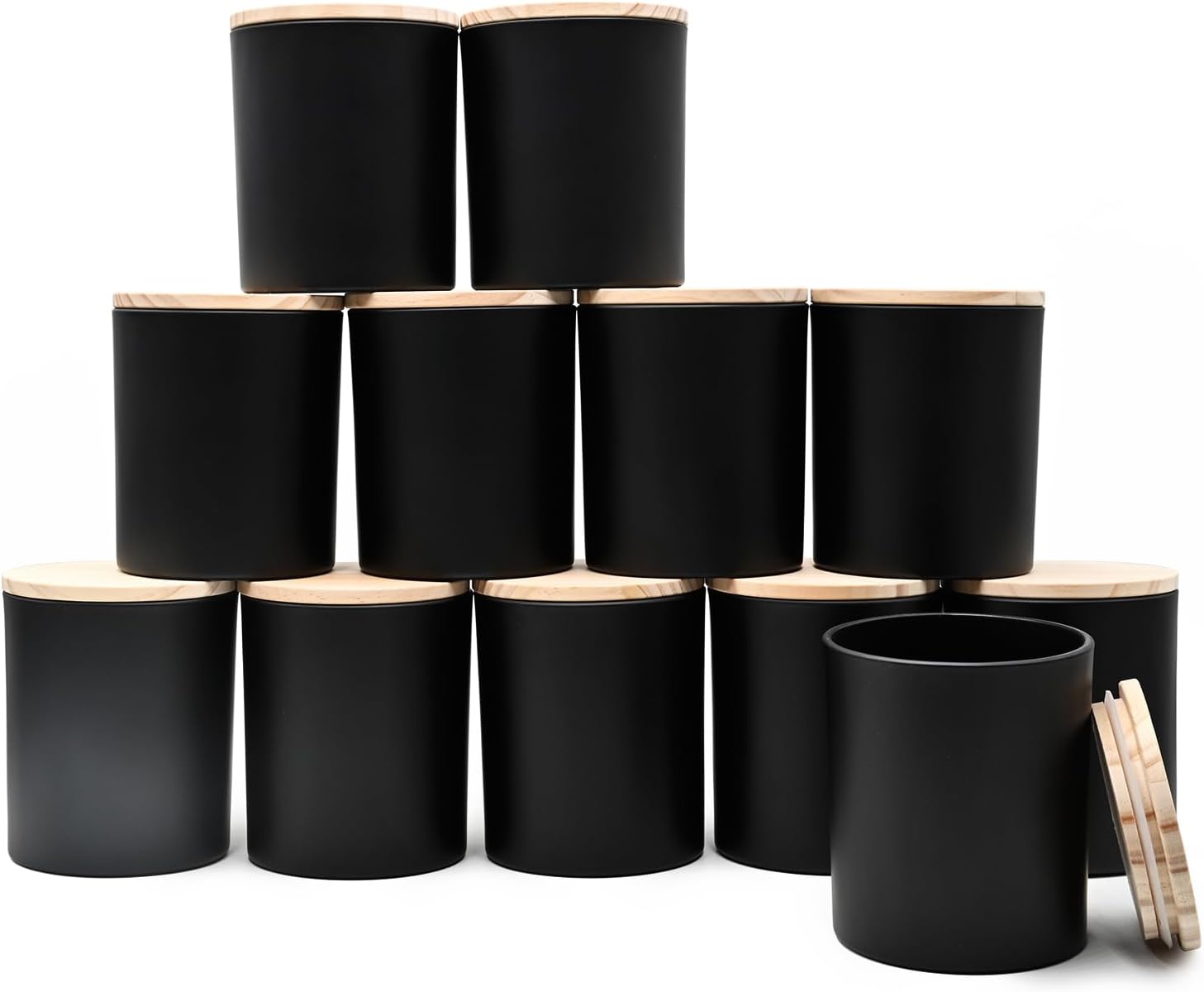 14 OZ Thick Candle Jars for Making Candles with Wood Lids