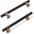 10 Pack 5 in Cabinet Pulls Knurled Matte Black and Champagne Bronze