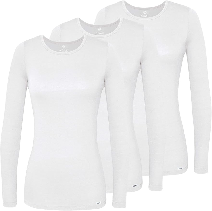 Adar Underscrubs for Women 3 Pack - Long Sleeve Comfort Tee