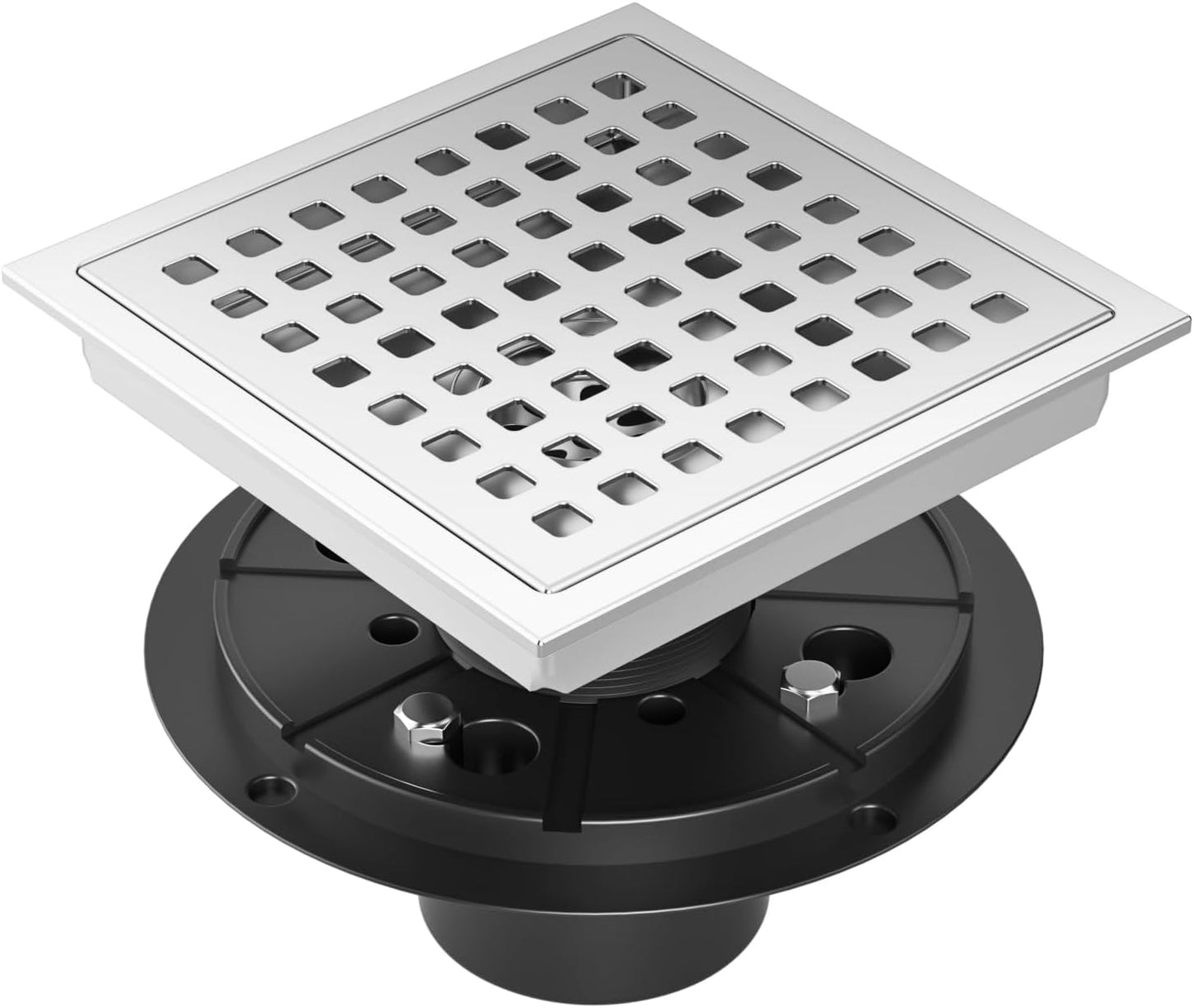 6 Inch Square Shower Drain Chrome for Elegant Bathroom Solutions