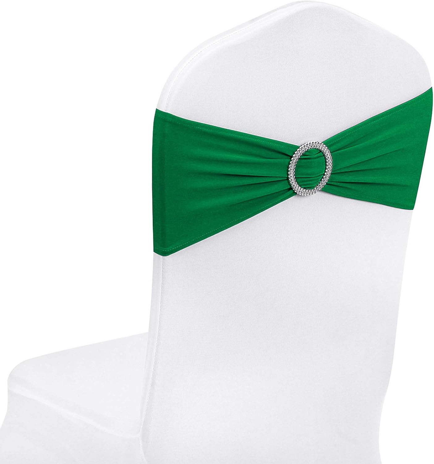 50pcs Emerald Spandex Chair Sashes with Buckle Slider for Events