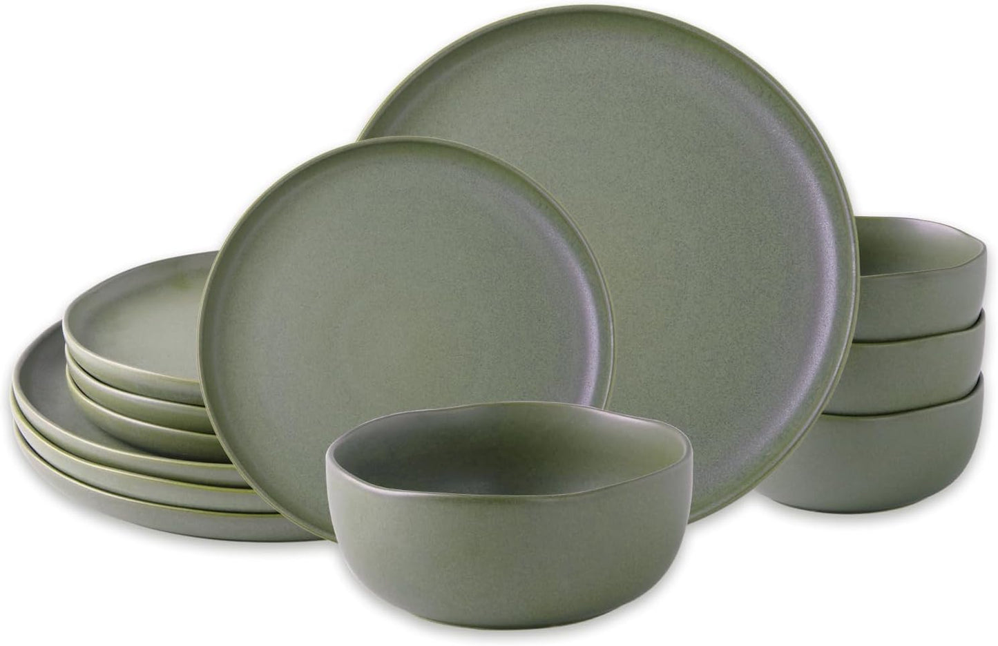AmorArc Stoneware Dinnerware Sets with Wavy Rim Design