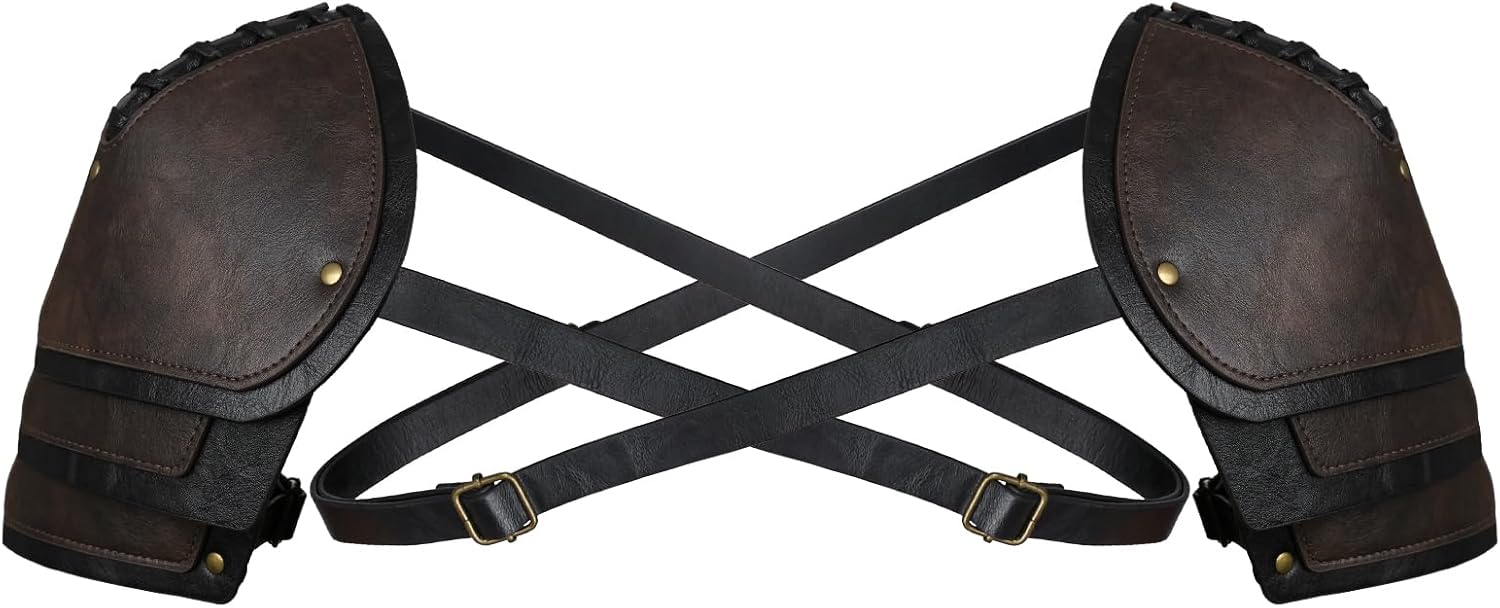 HiiFeuer Medieval Faux Leather Double Pauldron for LARP Events