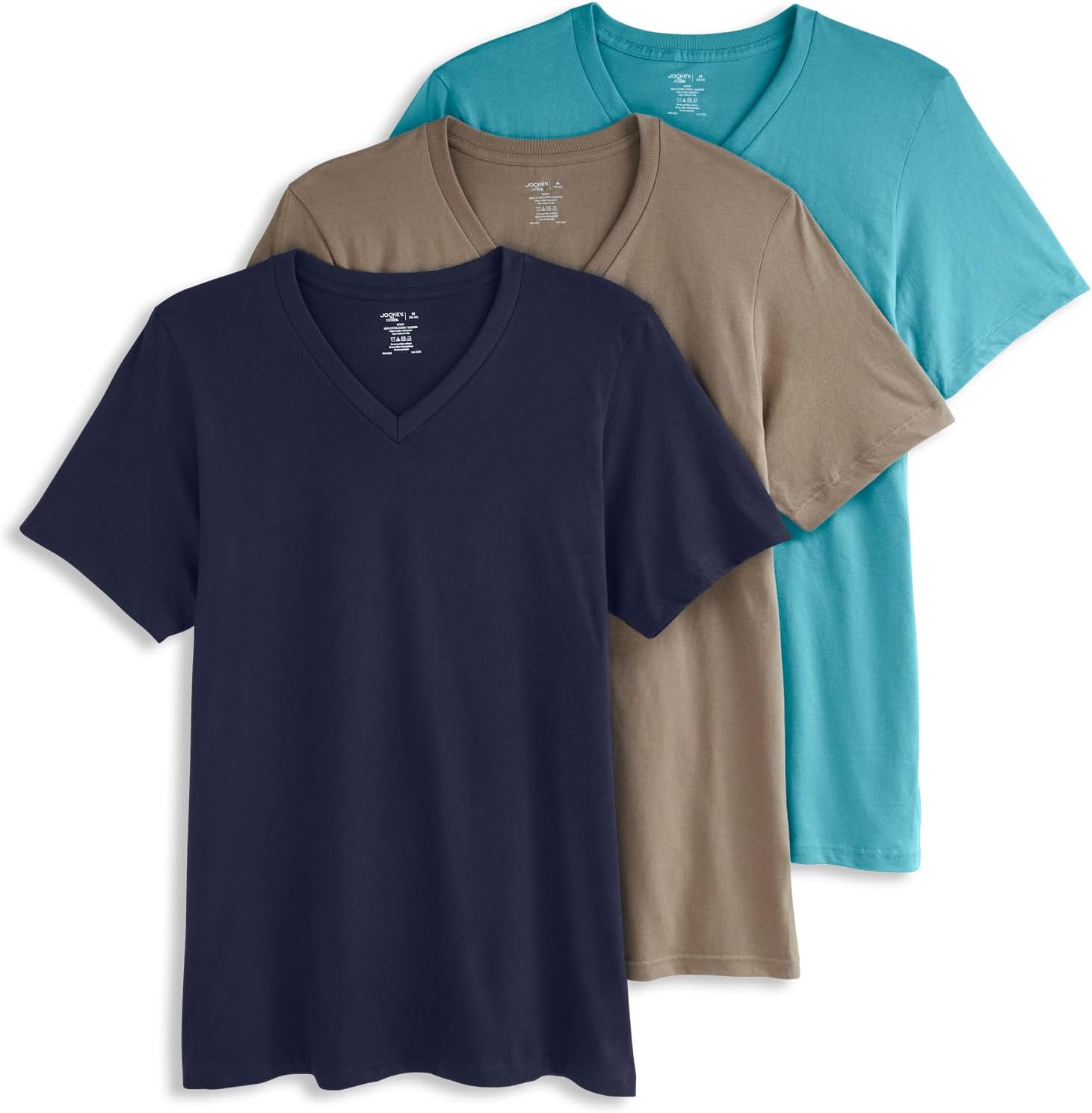 Jockey V Neck Undershirts for Men - 3 Pack of Comfort Tees