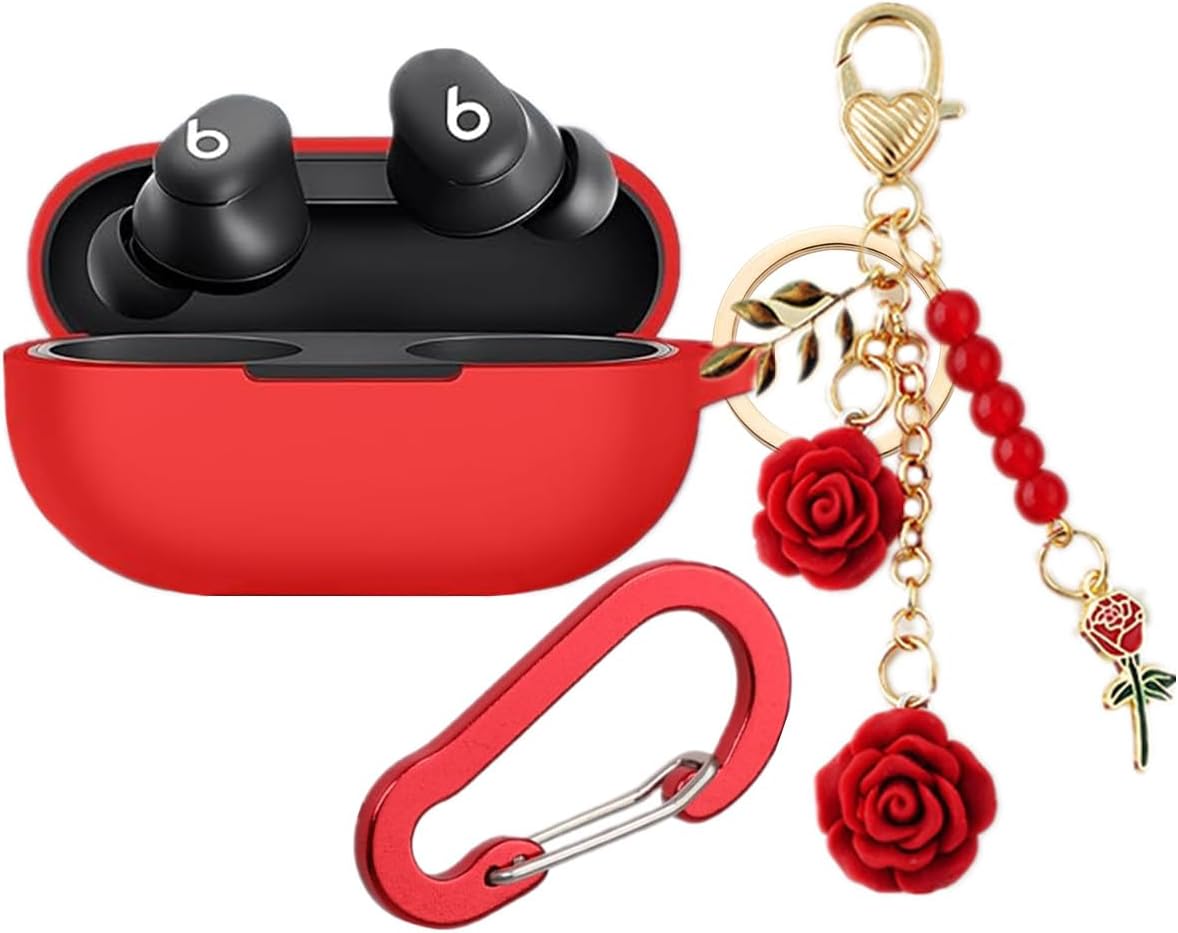 Cute Shockproof Silicone Case for Beats Solo Buds - Red