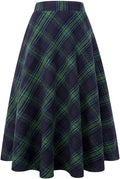 Womens Plaid Wool Skirt A-Line Pleated Tartan Mid-Length - Cozy Fall