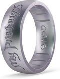 DualTone Icy Silver Silicone Ring for Men - Comfortable Fit
