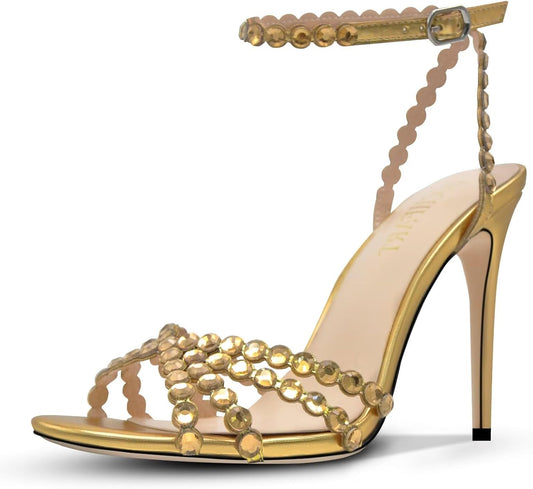 Rhinestone High Heels Stiletto Pumps for Women - Strappy Style