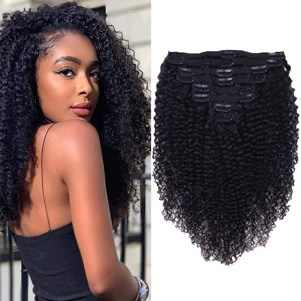 Curly Clip In Extensions for Black Women - 20 Inch Kinky Curls