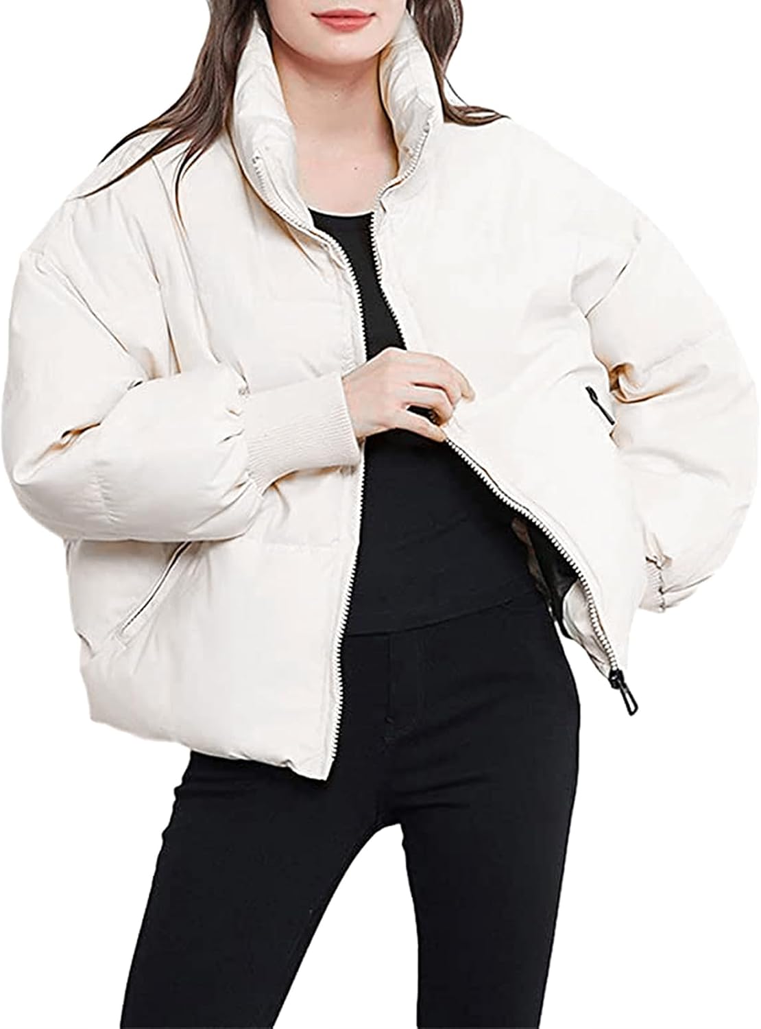 Yimoon Women's Winter Cropped Puffer Jacket for Cozy Style