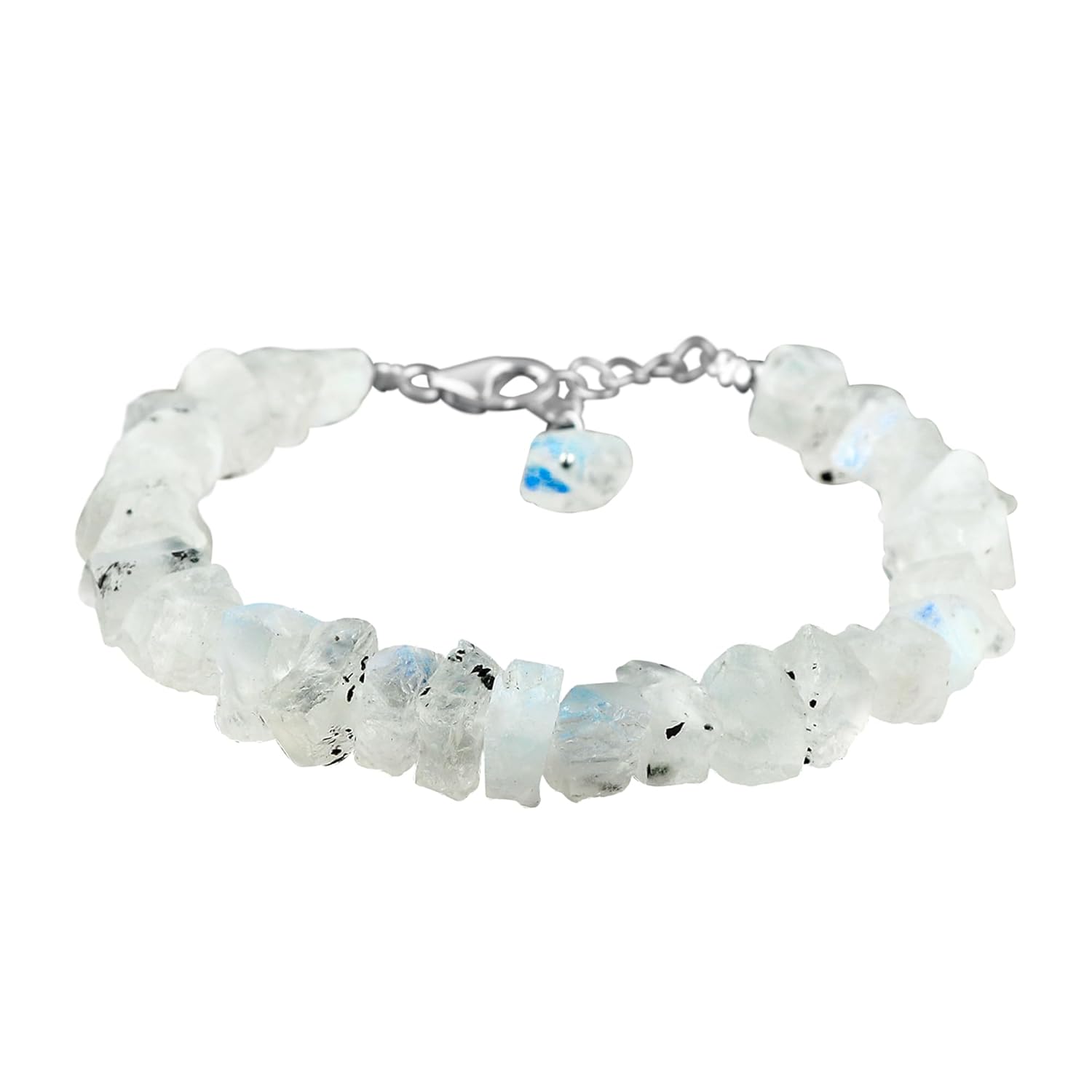 Natural Raw Rainbow Moonstone Adjustable Bracelet for Women