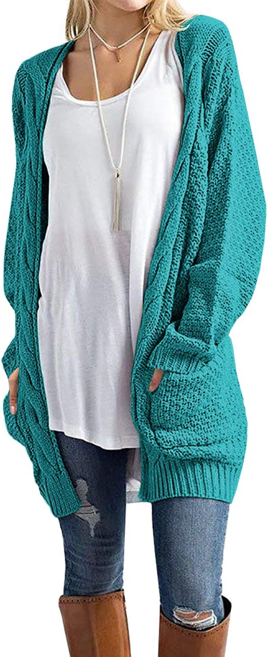 GRECERELLE Women's Loose Open Front Long Sleeve Cardigan Sweater