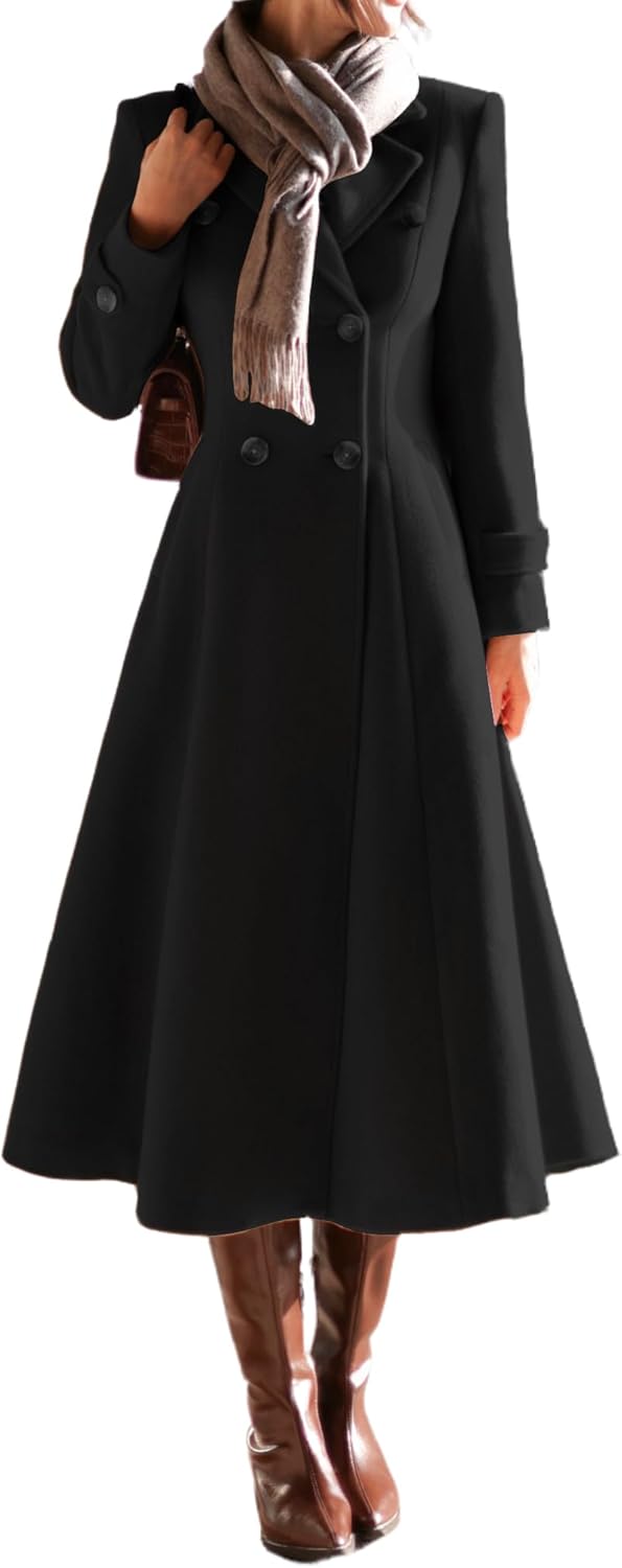 Womens Long Wool Coat by IDEALSANXUN - Stylish Fall Winter Jacket