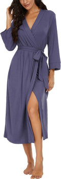 Women Kimono Robes Long Knit Bathrobe - Lightweight Soft Sleepwear is