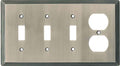 Switch Hits Satin Nickel Art Deco Step Light Switch Cover - 3 Toggle 1