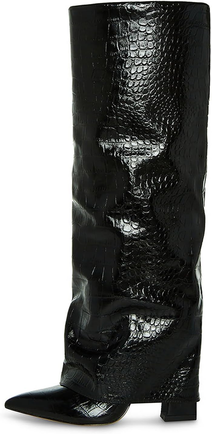 Modatope Knee High Boots for Women with Chunky Heels and Zipper