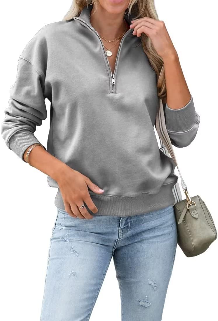 Dressmine Women's Half Zip Sweatshirt for Casual Fall Style