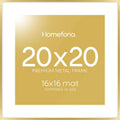 Homeforia 20x20 Picture Frame Gold - Gallery-Grade Tempered Glass