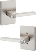 Halifax Entry Door Handle Satin Nickel - Secure Keyed Lever