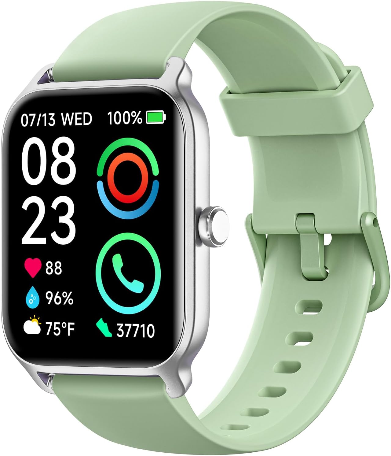 Fitpolo Alexa Smart Watch: HD Screen, IP68, Call, HR Monitor - Green