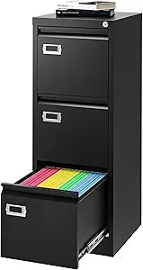 3 Drawer File Cabinet with Lock for Home Office Storage Needs