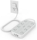 Power Strip Surge Protector Flat Plug Extension Cord with 8 Outlets