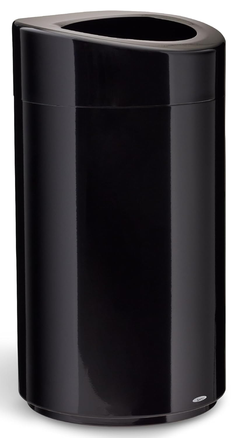 Safco Open Top Trash Can - 30 Gallon Stainless Steel Design
