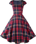 PUKAVT Women's 1950 Retro Swing Dress with Pockets 2X