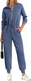 Long Sleeve Jumpsuits for Women Casual Zip Up Pant Romper - Fall 2025