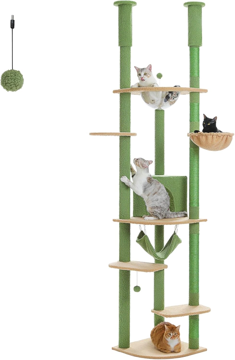 Height Adjustable Cat Tree with Cozy Condo and Hammock for Cats