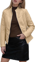 Faux Leather Jacket Women Motorcycle Zipper Bomber Coat