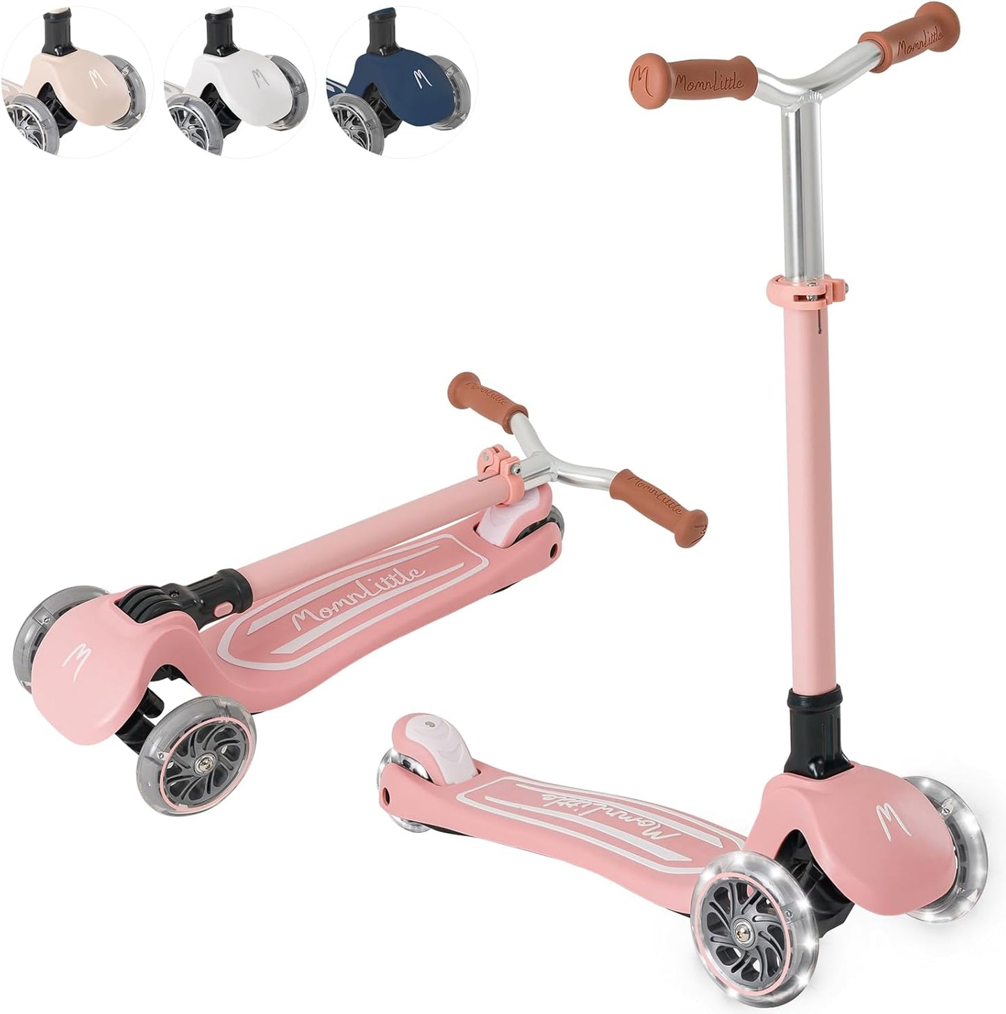 MomnLittle Kick Scooter for Kids Ages 3-10 with LED Wheels