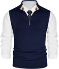 PJ PAUL JONES Mens Sweater Vest Quarter Zip - Classic Contrast Collar