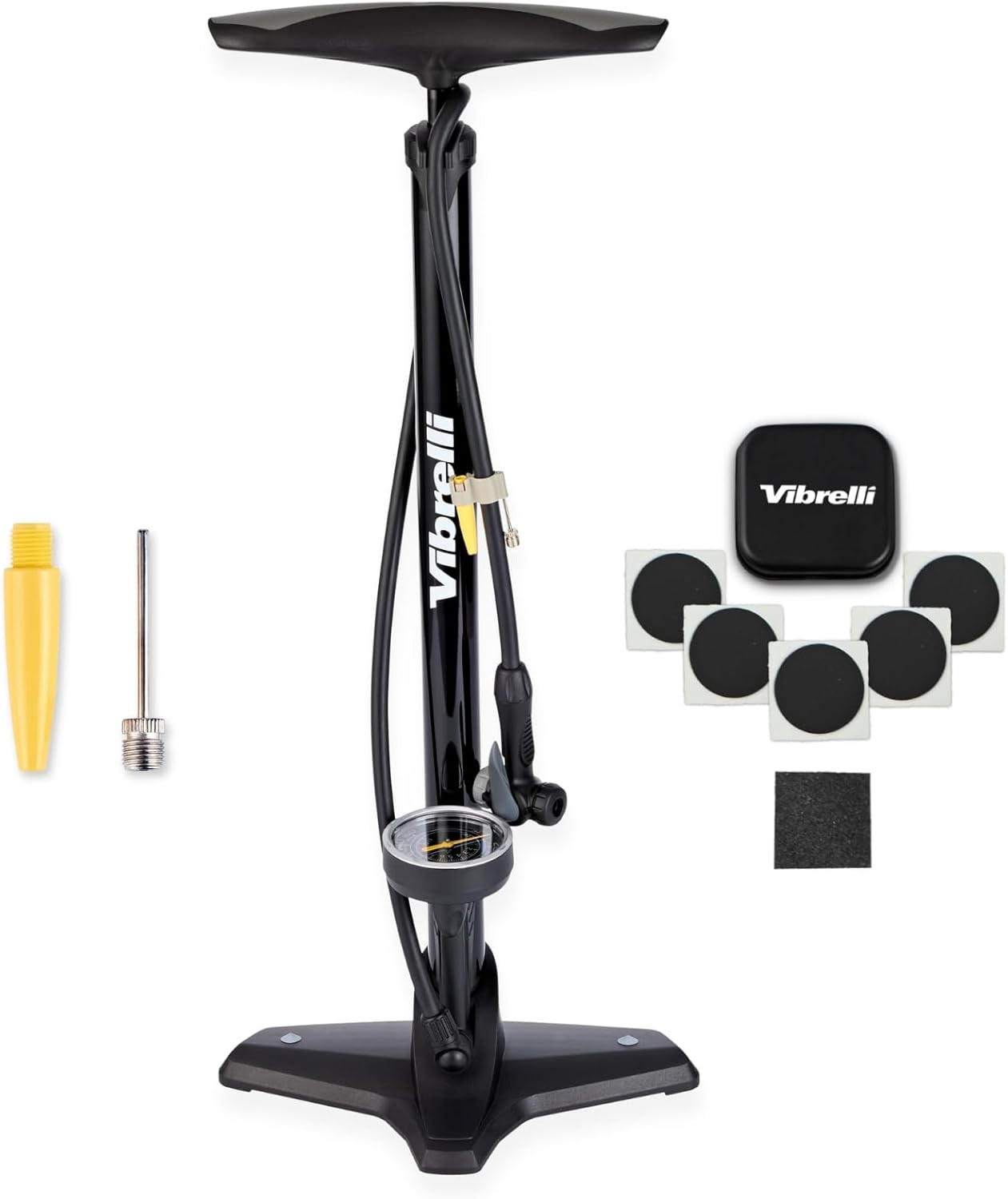 Vibrelli Bike Floor Pump with Gauge - High Pressure 160 PSI