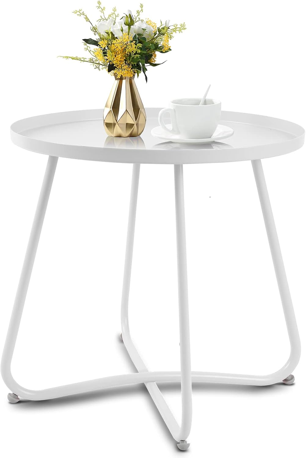Babion White Outdoor Side Table: Durable & Weather Resistant