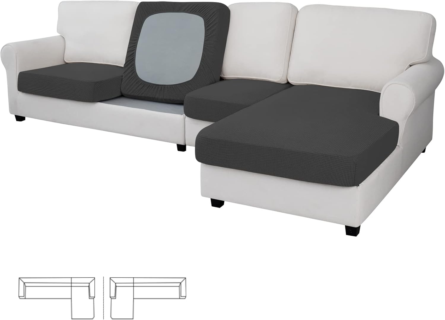 Easy-Going Stretch Couch Cushion Covers for Sectional Sofa