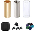 Ultimate Guitar Slide Set: Glass, Steel, Brass Slides + Picks