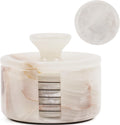Marble Coasters Set of 6 Round 3.5in White Onyx with Holder - Handmade
