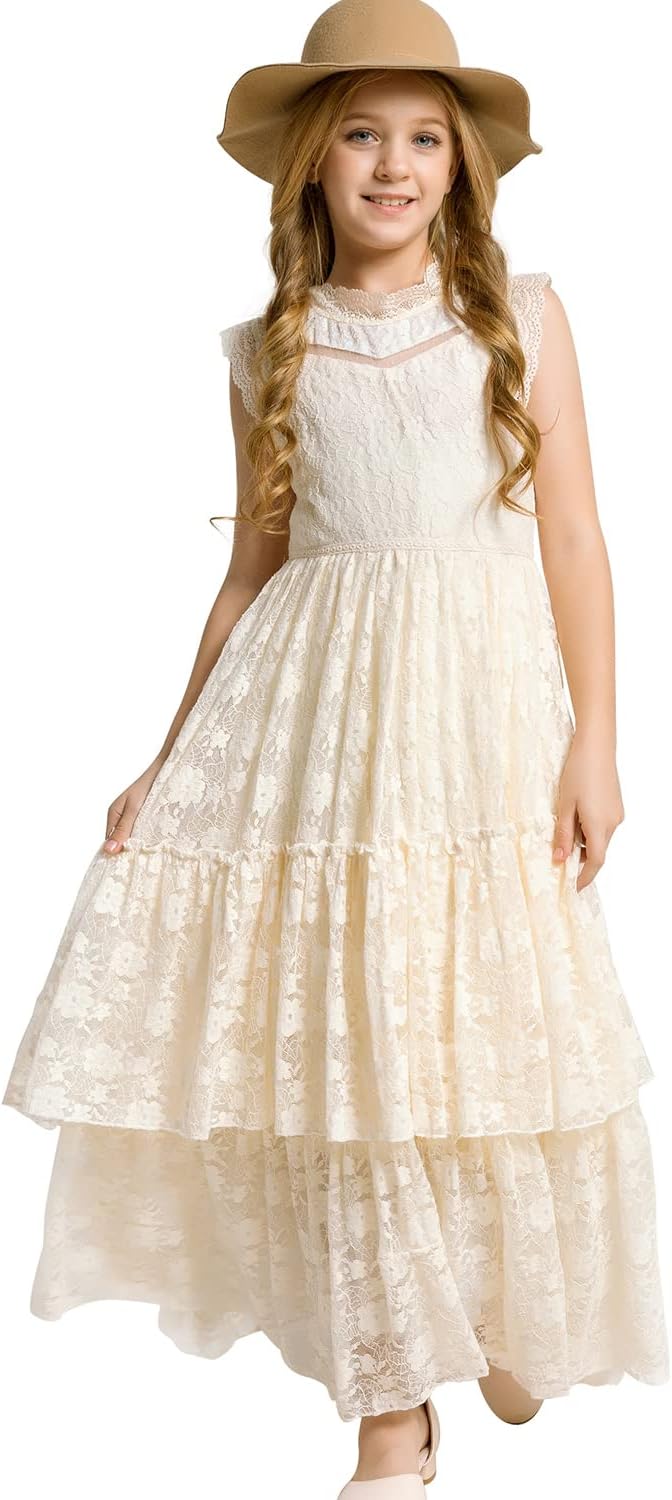 BIBIHOU Girls Lace Back Full-Length Tulle Party Dress Review